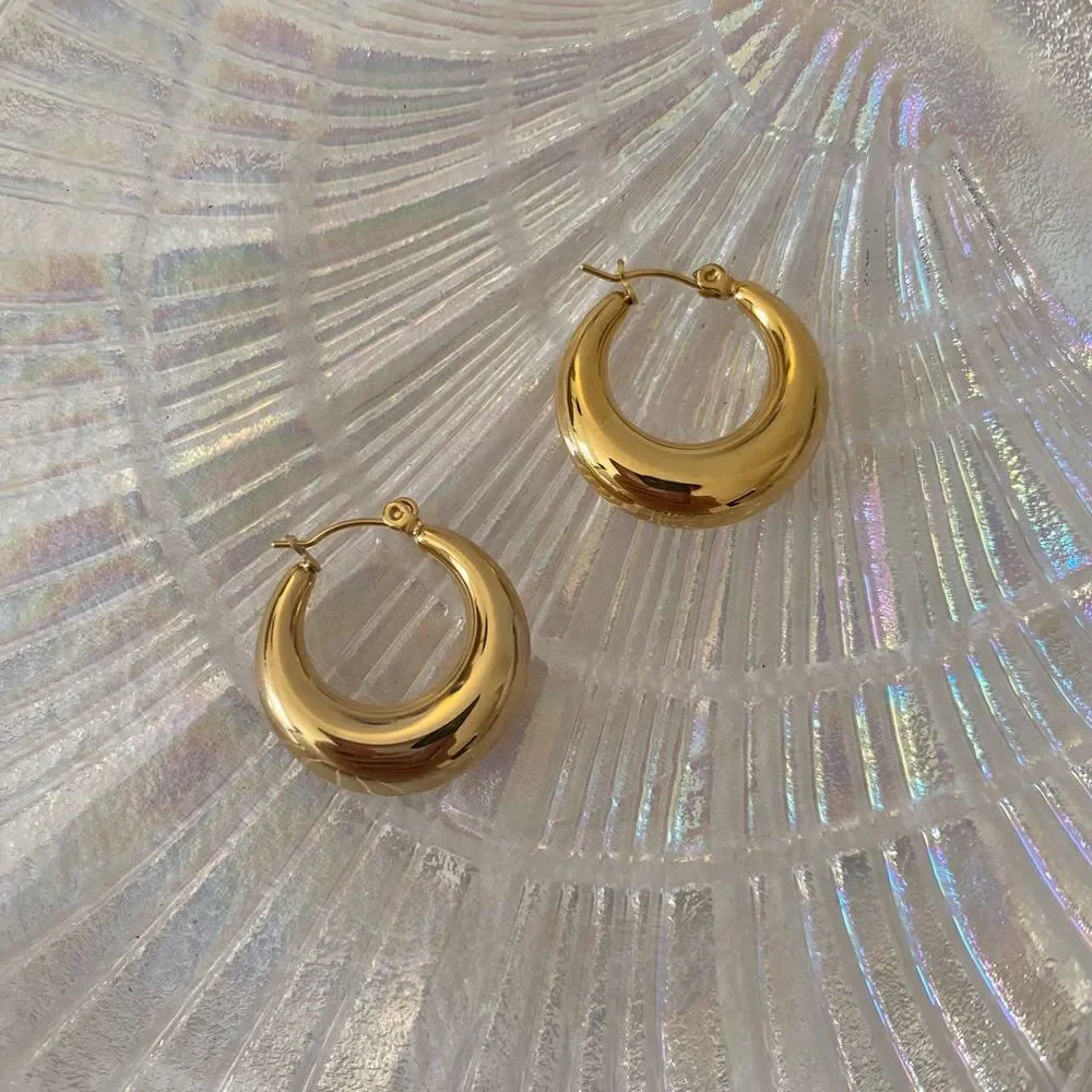 18K Gold Plated Chunky Hoop Earrings